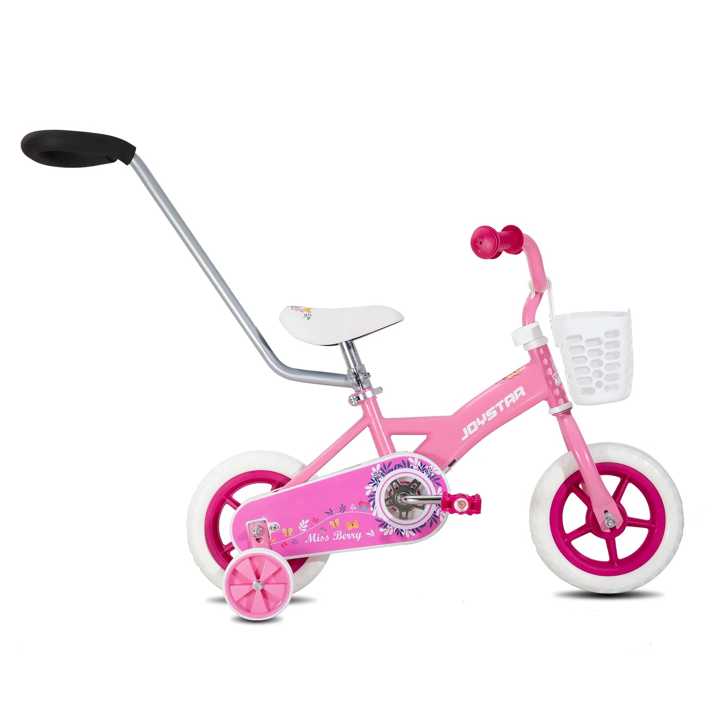 JOYSTAR 10/12 Inch Kids Bike for Boys and Girls Ages 1-4 Years, Toddler Bike with Training Wheels, Detachable Push Handle, Pink