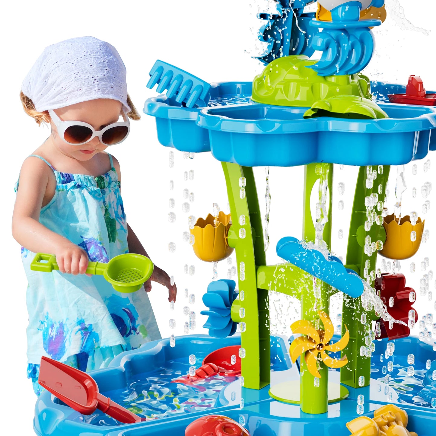 Kids Splash Sand Table Water Toys Summer Outdoot Showers Splash Tower Water Table For Kids Beach 4 In1 Table Ctivity Sensory Toy