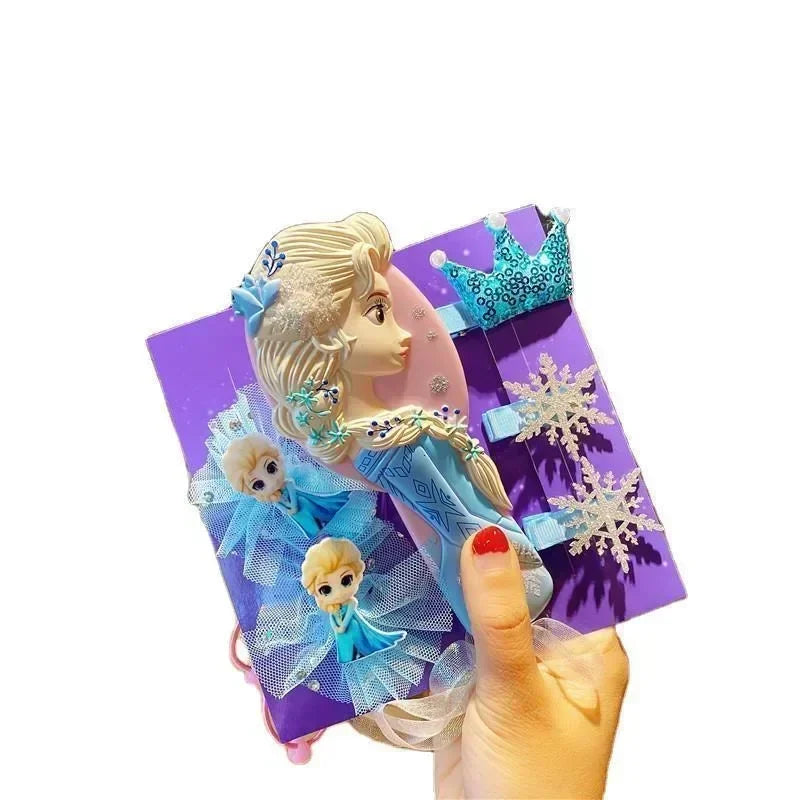 6pcs/set Lovely Frozen Elsa Anna Necklace Bracelet Ring Figure Toys Cute Disney Princess Frozen Accessories Toy Kids Girls Gifts