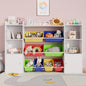 Kids Toy Storage Organizer W/8 Removable Toy Bins, 4-Tier Toy Organizers W/6 Storage Cubbies, Kids Bookshelf and Storage