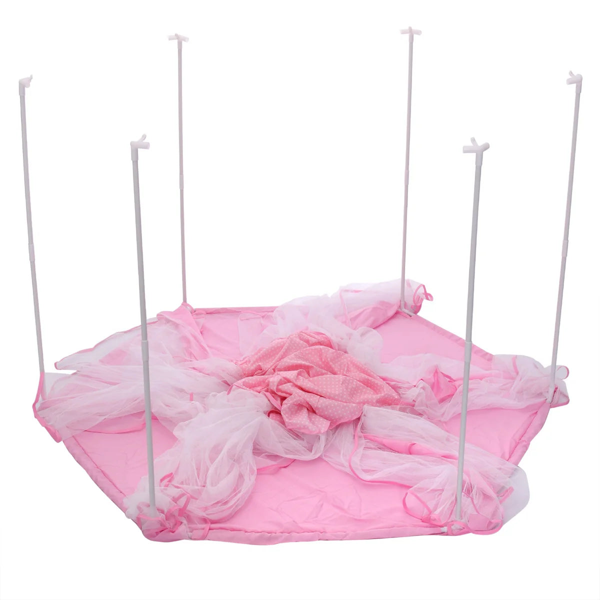 53"H Princess Castle Play Tent Indoor and Outdoor Pink House with LED Star Lights for Kids