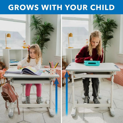 Kids Desk and Chair Set Height Adjustable up to 30"Ergonomic Kids Desk School,Kids Table and Chairs for Student26"x18"