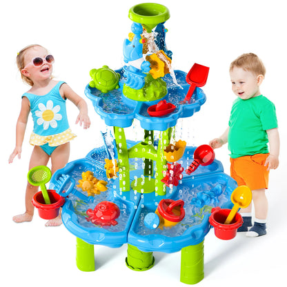 Kids Splash Sand Table Water Toys Summer Outdoot Showers Splash Tower Water Table For Kids Beach 4 In1 Table Ctivity Sensory Toy