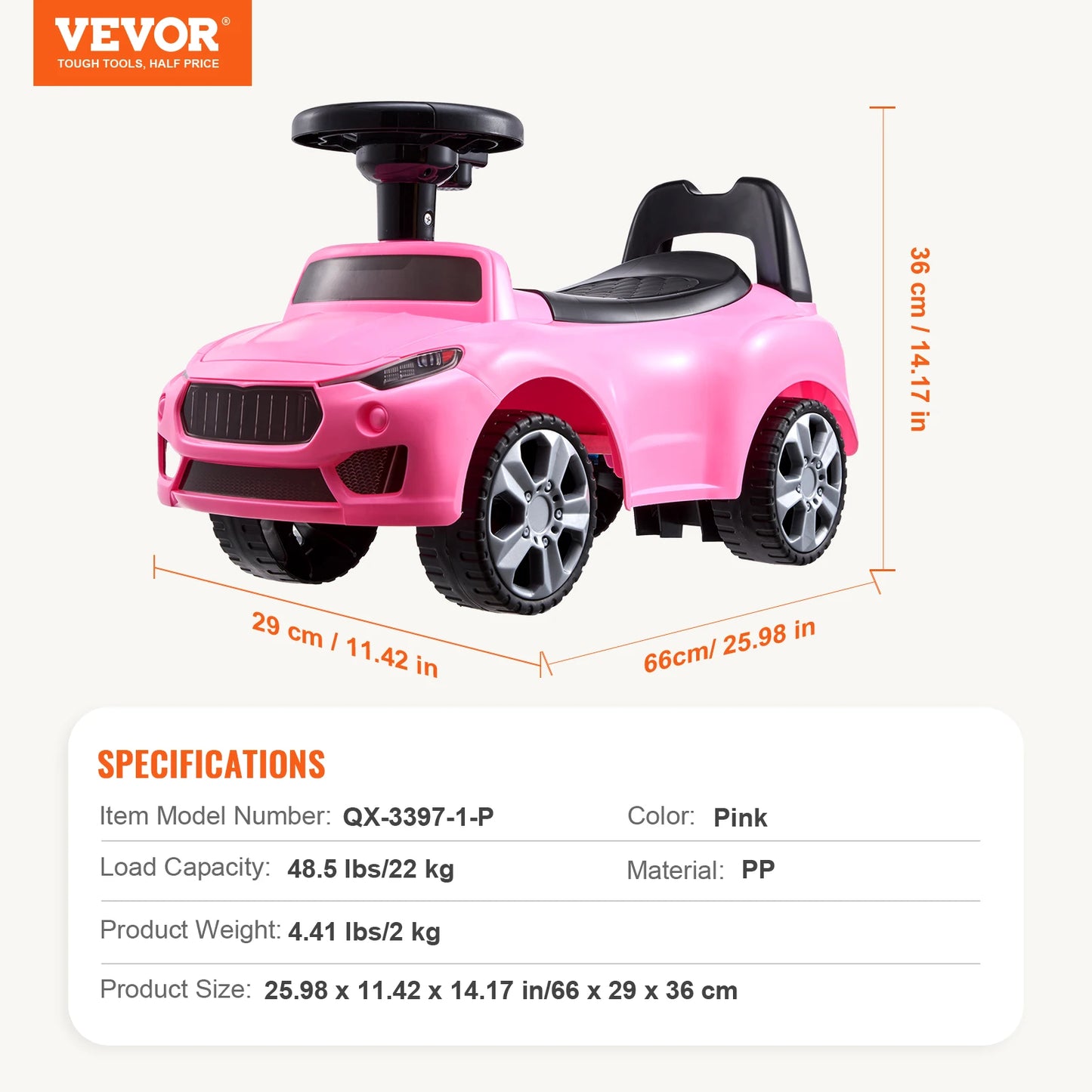 VEVOR Ride On Push Car Classic Kids Ride On Toy Car with Music Steering Wheel for Toddlers Boys Girls Ages 1-3