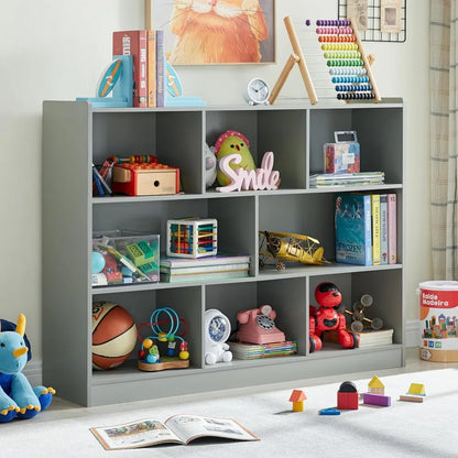 Wooden Bookcase, Storage Organizer with Anti-Tilt Device, Modern Storage Display Cabinet for Living Room, Classroom, Kid’s Room