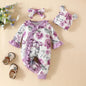 Infant Girls Long Sleeve Floral Prints Pullover Jumpsuit Headband Hat 3 Sets Of Spring Newborn Clothes Ropa De Bebe NiñA