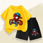 Summer Boys Breathable T Shirt Shorts Two Piece Set Disney Anime Spiderman Kids Casual Outfits Child Short Sleeved Top Suit