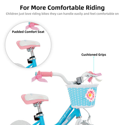JOYSTAR Bike for 2-13 Years Kids, 12-20 Inch Kids Bike with Training Wheels & Basket, 20 24 Inch Girls Bicycle with Kickstand