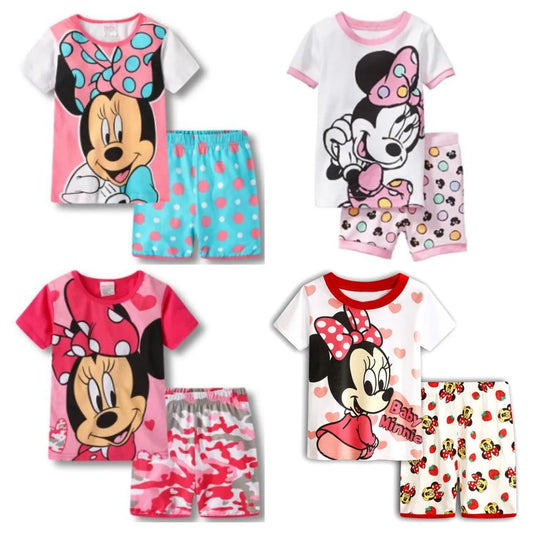 New Summer Children's Pajamas Set Minnie girls Home Clothing Set Cartoon girl Short Sleeves Nightgown Kids nighty