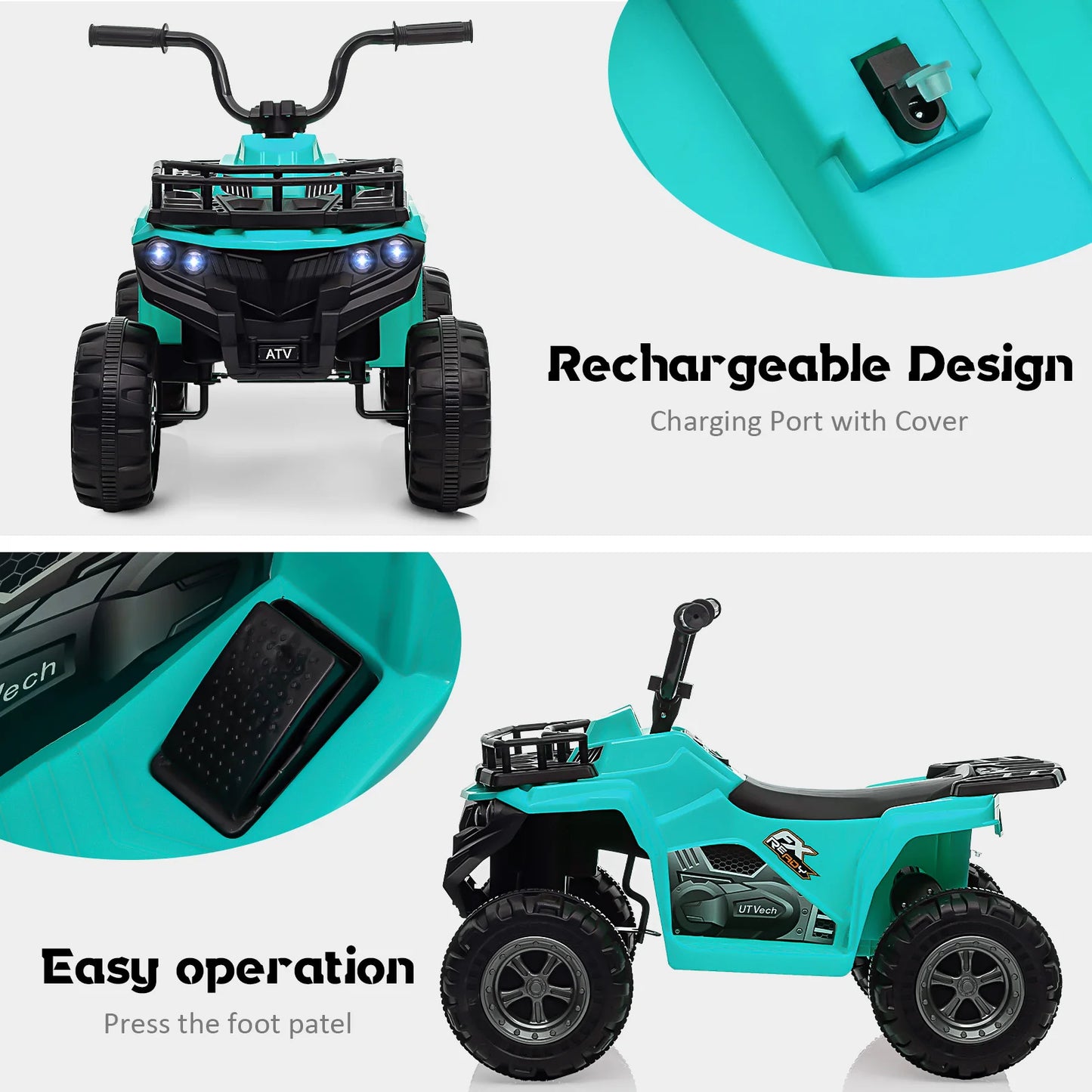 Kids Ride On ATV, 12V Battery Powered Electric Vehicle With Remote Control, 4-Wheeler Quad ATV Play Car For Boys Girls