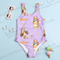 MINISO CuteBluey Print New Girl Summer One-Piece Swimsuit Fashion Cartoon Women Kids Swimwear Sleeveless Swim Clothing