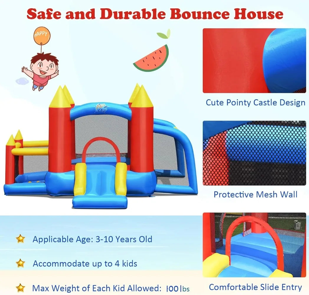 Bounce House Bouncy House for Kids Outdoor w/Slide Soccer Goal Ocean Balls Extra Thick Toddler Indoor Jumper Bouncy Castle