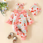 Infant Girls Long Sleeve Floral Prints Pullover Jumpsuit Headband Hat 3 Sets Of Spring Newborn Clothes Ropa De Bebe NiñA