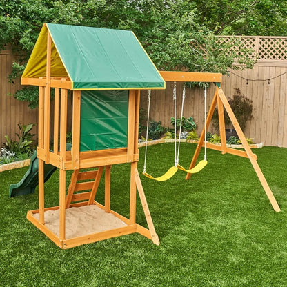 Outdoor Amusement Park, Wooden Swings, Slide Set, Outdoor Activity Park Facilities Designed Specifically for Young Children