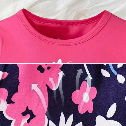 Summer Girls Clothing Set Short Sleeve Floral Print Tops Short Pants 2Pcs Suit For 2-8 Years Kids Fashion Outfit Children Clothe